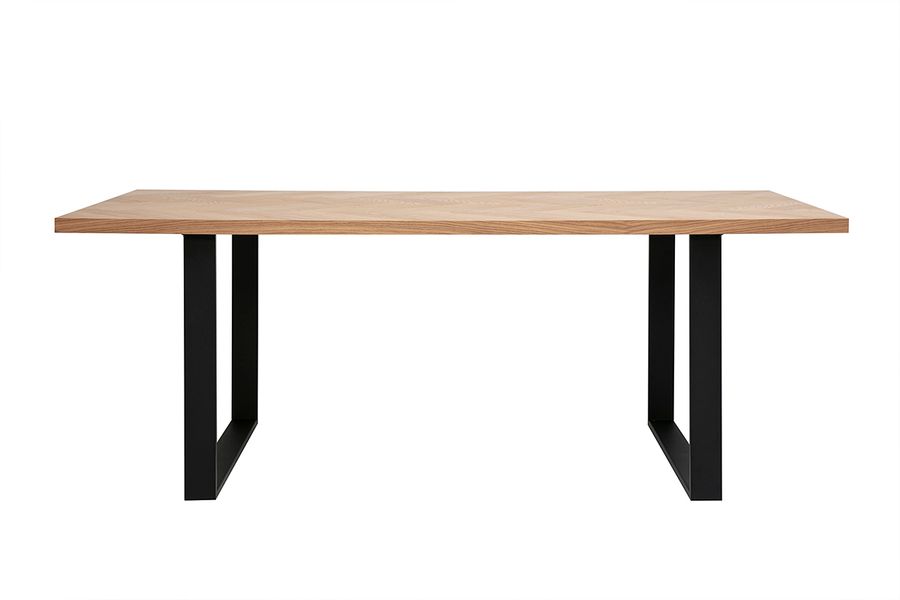 Table à manger rectangulaire finition bois chêne et métal noir L200 cm MAGDA
