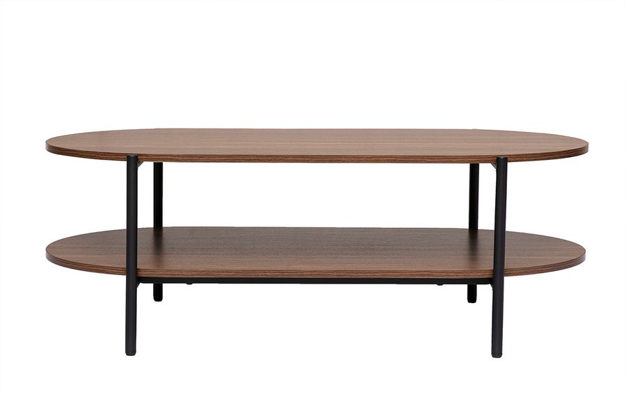 Table basse ovale finition bois foncé noyer et métal L115 cm BRUNA