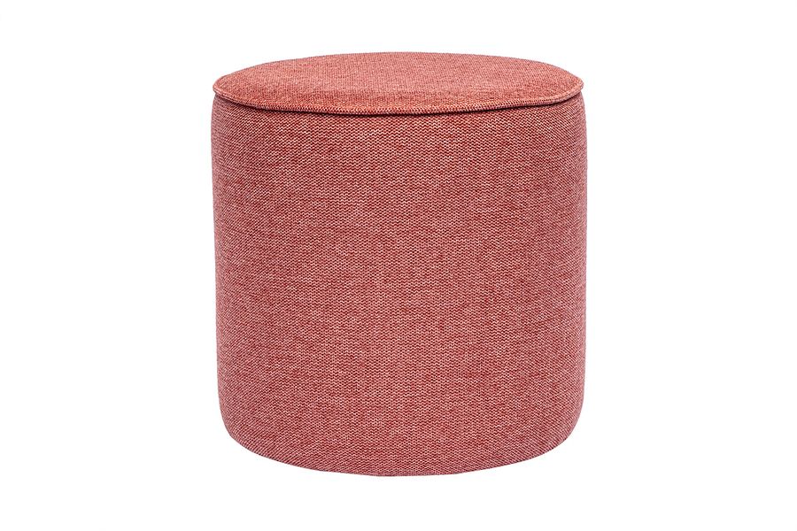 Pouf rond en tissu effet velours texturé terracotta D40 cm PAUL
