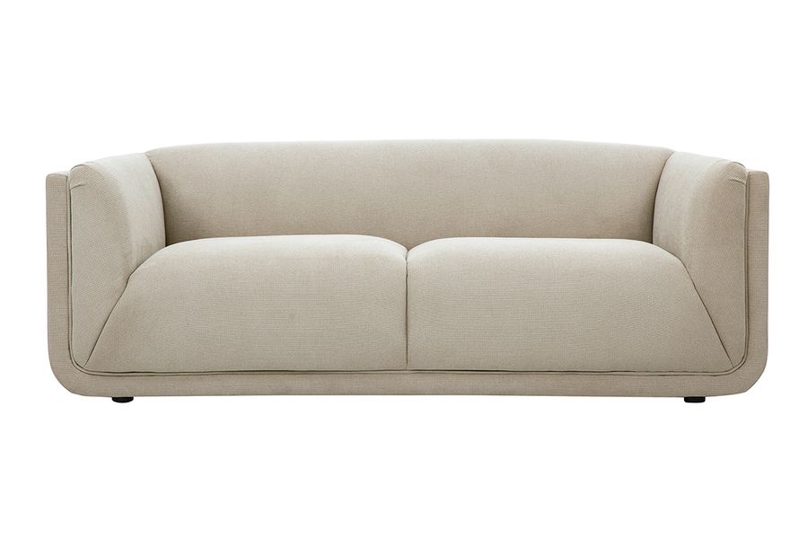 Divano design 3 posti in tessuto ciniglia testurato beige HOSBO