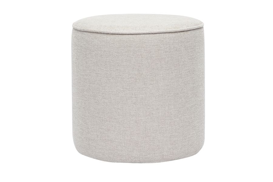 Pouf rond en tissu effet velours texturé beige D40 cm PAUL