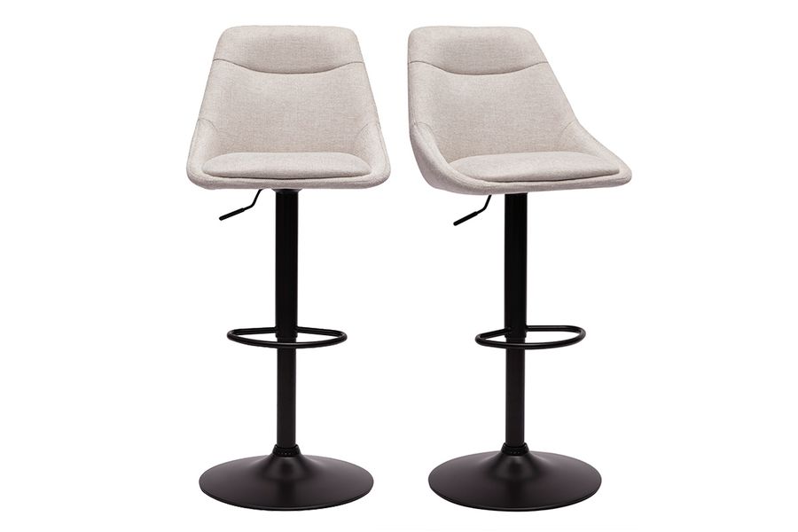 Tabourets de bar réglables pivotants 360° en tissu effet velours texturé beige et métal (lot de 2) ALESS