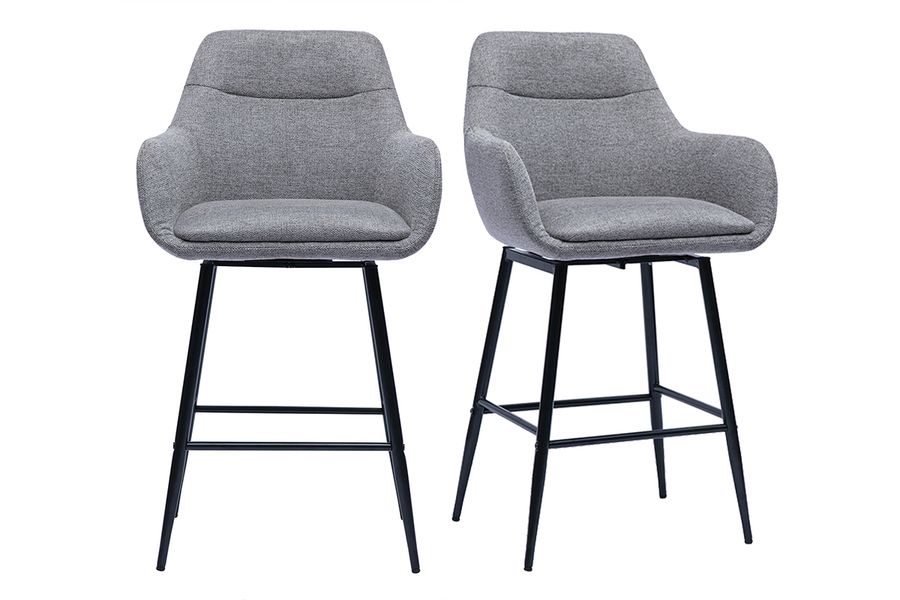 Sgabelli da bar girevoli 360° in tessuto effetto velluto grigio e metallo H65.5 cm (confezione da 2) ALESS