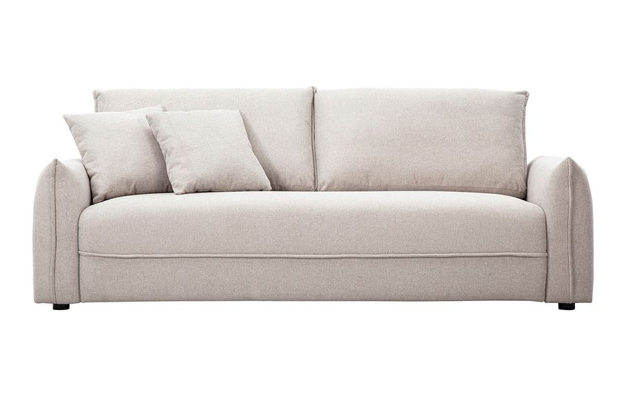 Canapé 3 places en tissu effet velours texturé beige PIO