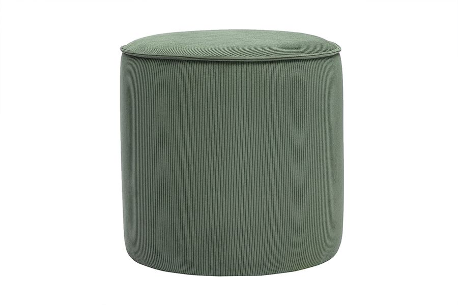Pouf rond en velours côtelé vert kaki D40 cm PAUL