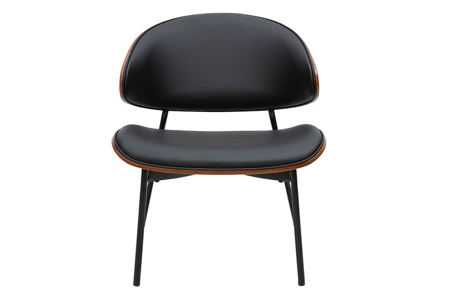 Fauteuil noir, bois foncé et métal noir FABULO