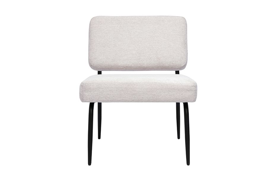 Fauteuil en tissu chenille beige et métal noir VEDANA