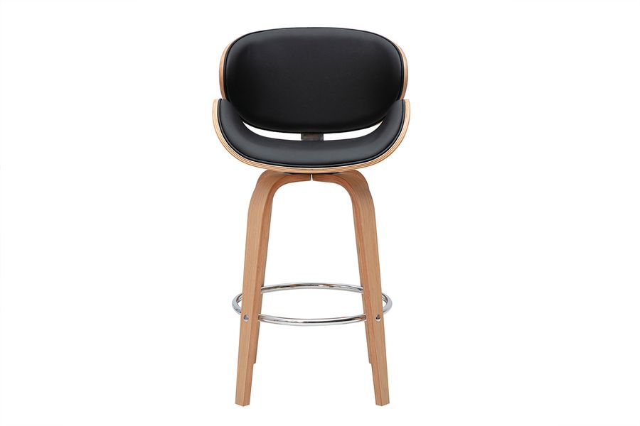 Tabouret de bar pivotant noir et bois clair 65 cm WALNUT