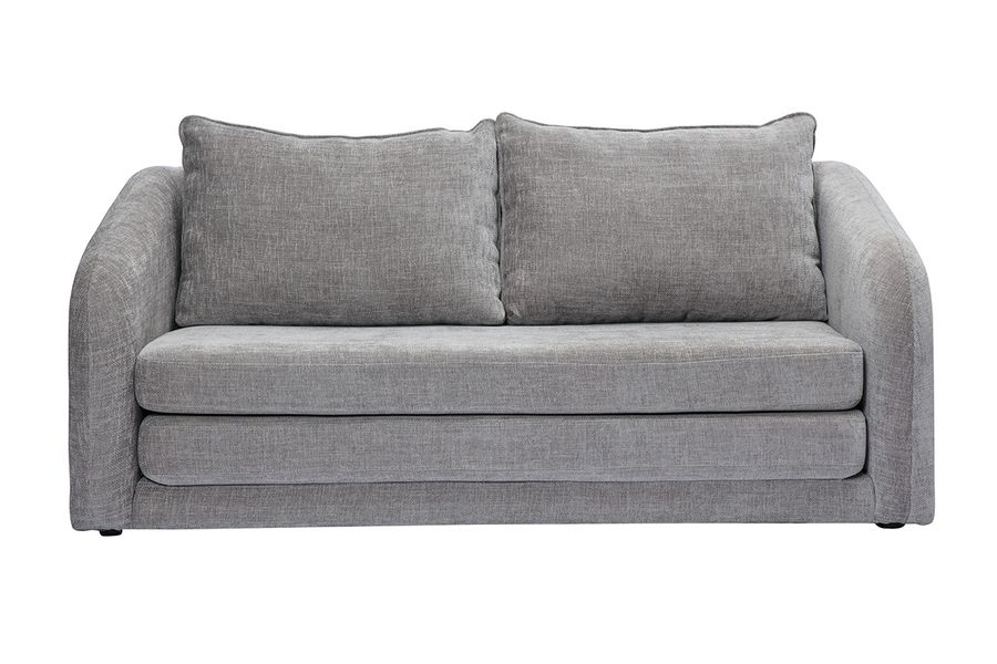Canapé convertible 2 places en tissu effet velours texturé gris MAHAUT
