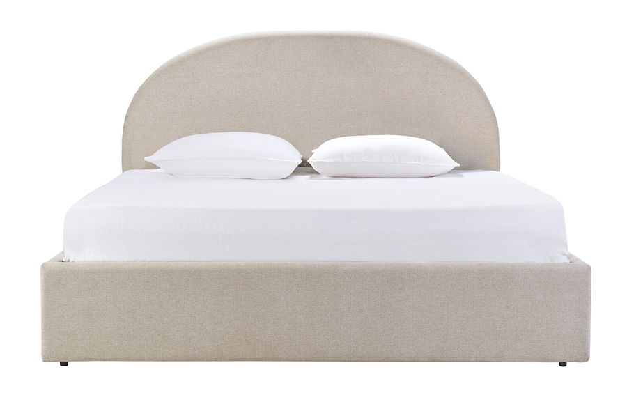 Lit coffre 2 places 160x200 cm en tissu beige OREN