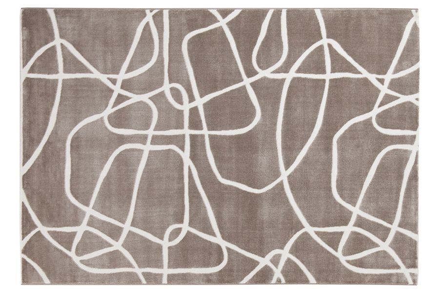 Tapis rectangulaire taupe à motifs line art 160 x 230 cm APOLLINE