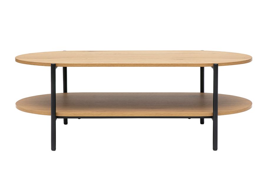 Table basse ovale finition bois clair chêne et métal L115 cm BRUNA