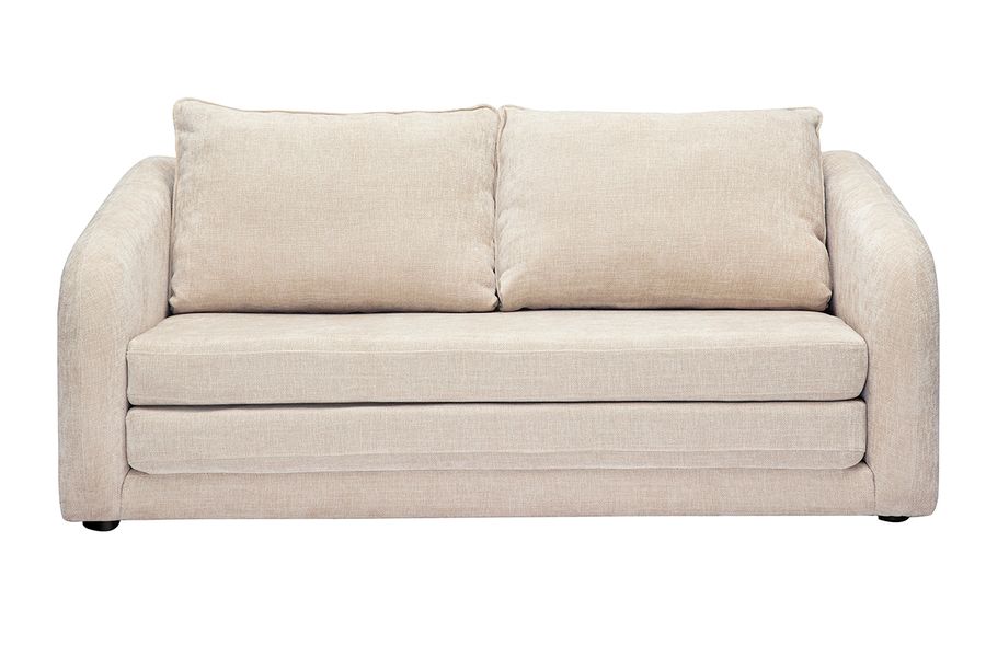 Canapé convertible 2 places en tissu effet velours texturé beige MAHAUT