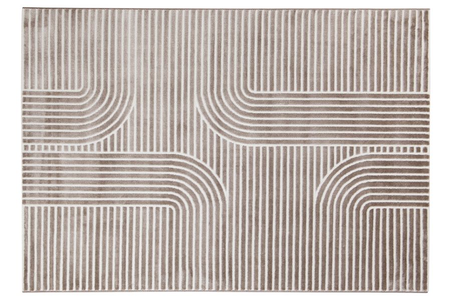 Tapis graphique rectangulaire taupe 160 x 230 cm MAGNUS