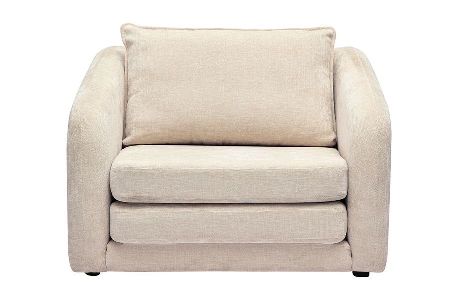 Fauteuil convertible en tissu effet velours texturé beige MAHAUT