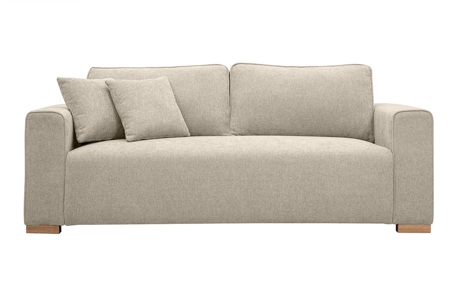 Canapé design 3 places en tissu effet velours texturé beige PEPPER
