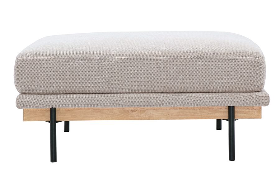 Pouf repose pieds en tissu chenille beige et métal noir TODD