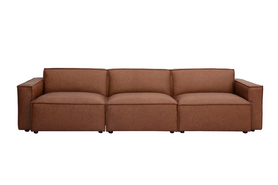Canapé modulable vintage 4 places en cuir marron SPLIT