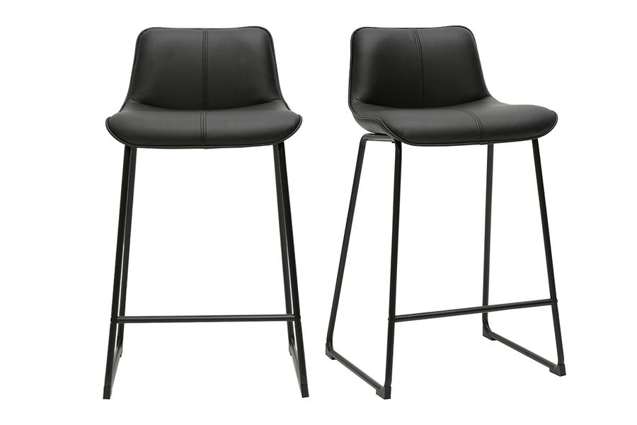 Tabourets de bar noirs et métal H65 cm (lot de 2) BOOST