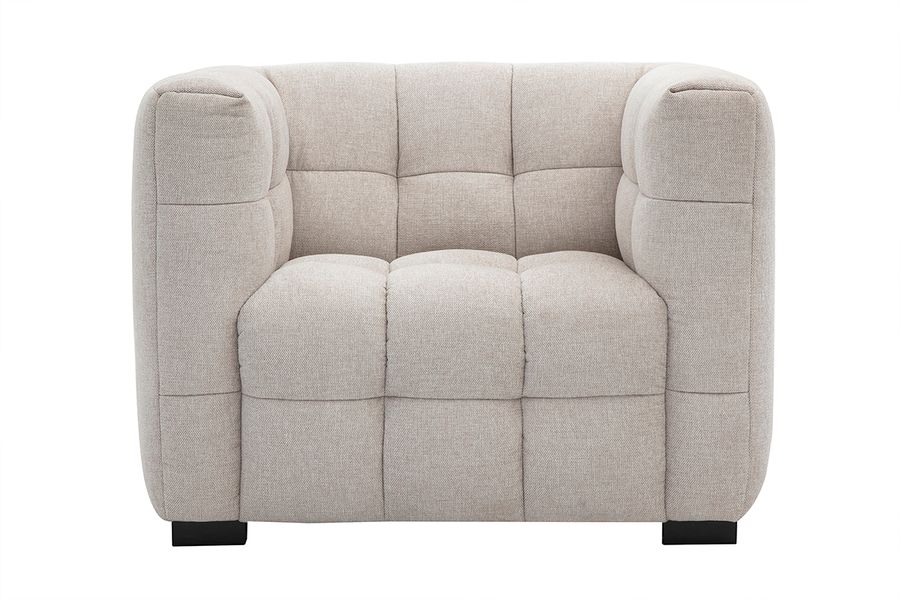 Poltrona design in tessuto effetto velluto testurizzato beige CORTO