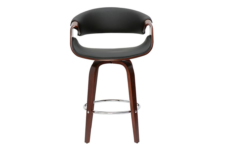 Tabouret de bar design noir et bois foncé 65 cm pivotant 360° ARAMIS