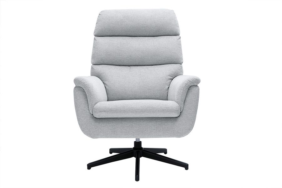 Fauteuil pivotant en tissu chenille gris et métal noir JONAH