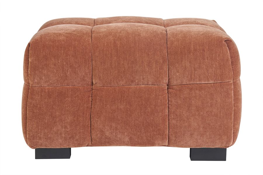 Pouf repose-pieds design en tissu effet velours terre brûlée CORTO