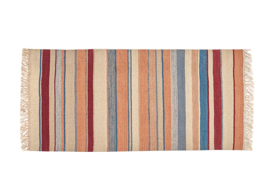 Tapis rectangulaire rayé multicolore en coton 60 x 120 cm SUPLA