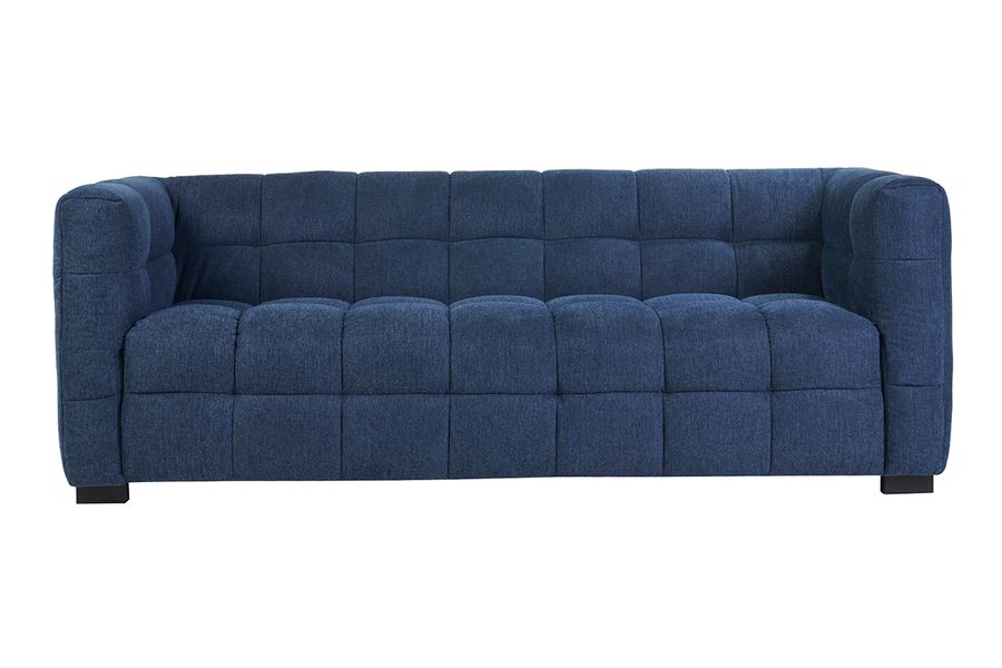 Canapé design 3 places en tissu effet velours texturé bleu foncé CORTO