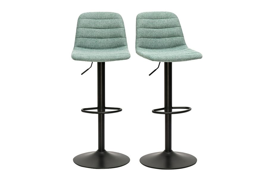 Tabourets de bar réglables en tissu effet velours texturé céladon et métal (lot de 2) SAURY
