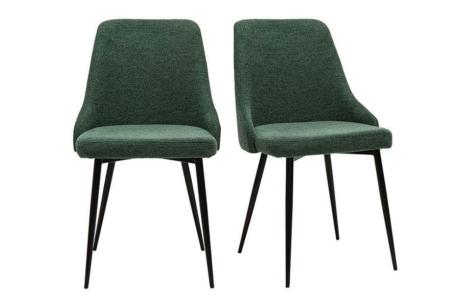 Sedie design in tessuto effetto velluto testurizzato verde scuro e metallo nero (set di 2) CULT