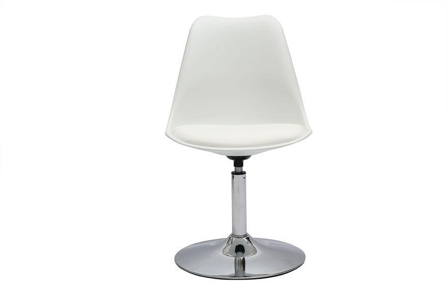 Chaise design pivotante blanche et métal chromé STEEVY V2