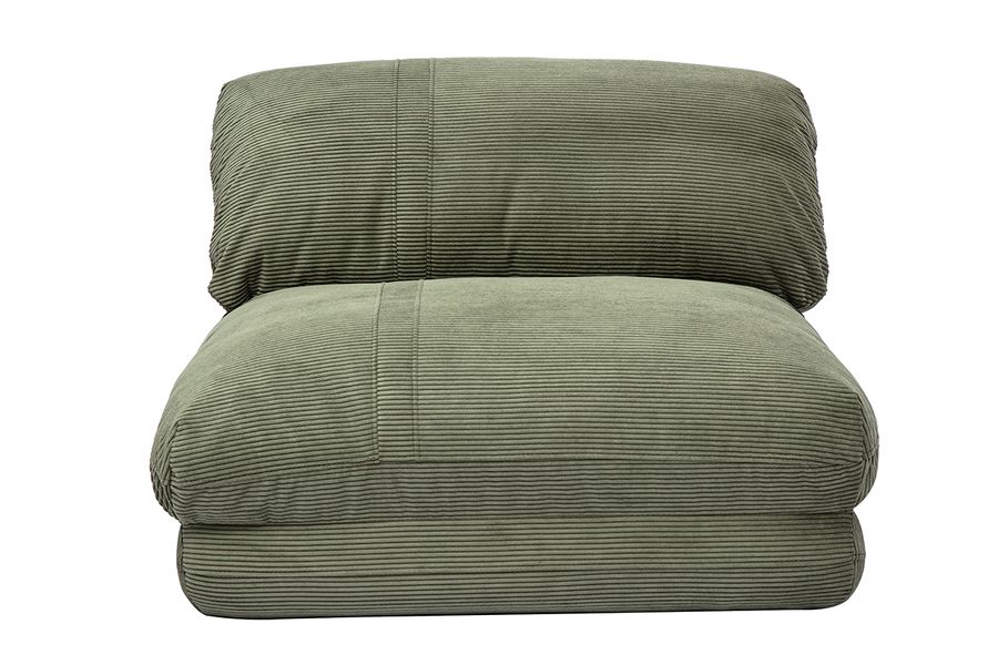 Poltrona letto singola in velluto a coste verde kaki SPENCER