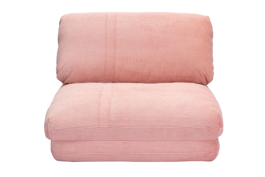 Chauffeuse 1 place convertible en tissu velours côtelé rose SPENCER