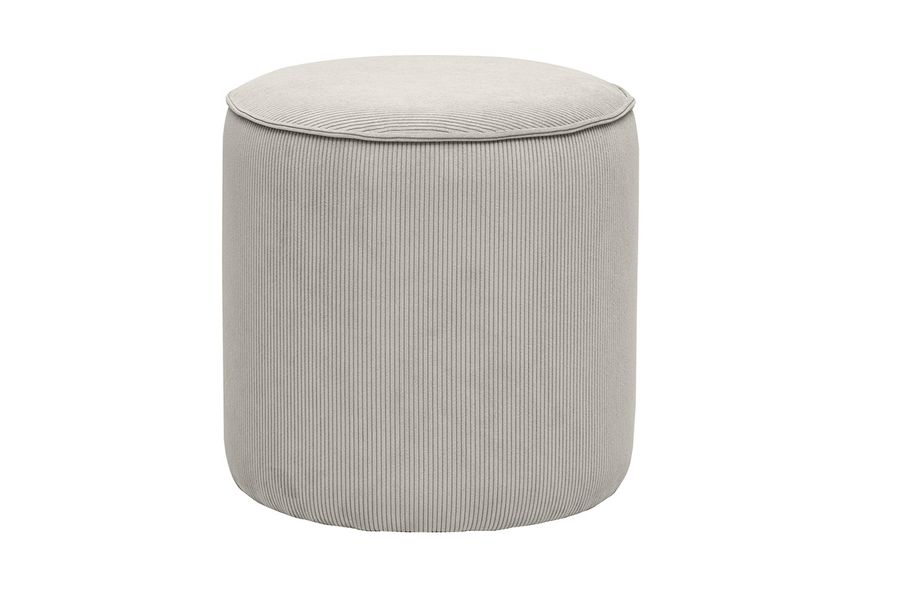 Pouf rond en tissu velours côtelé taupe D40 cm PAUL
