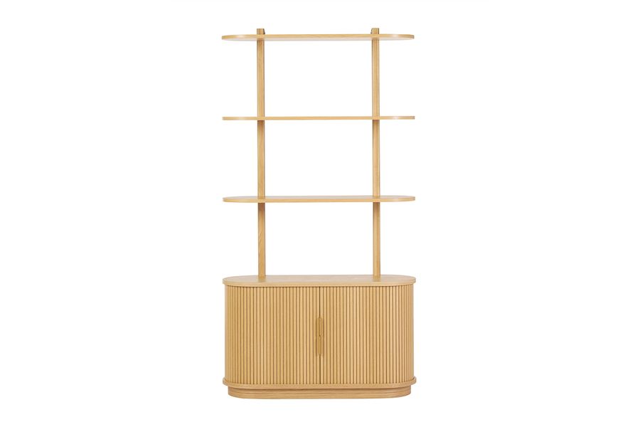 Bibliothèque finition bois clair chêne avec rangement 2 portes coulissantes L90 cm EPIC