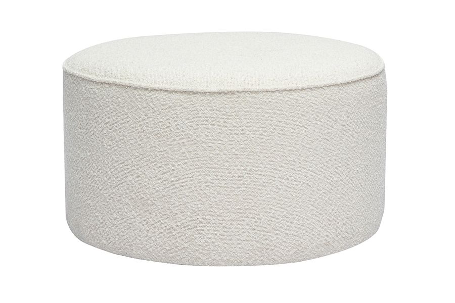 Pouf rond en tissu effet laine bouclée blanc D70 cm PAUL