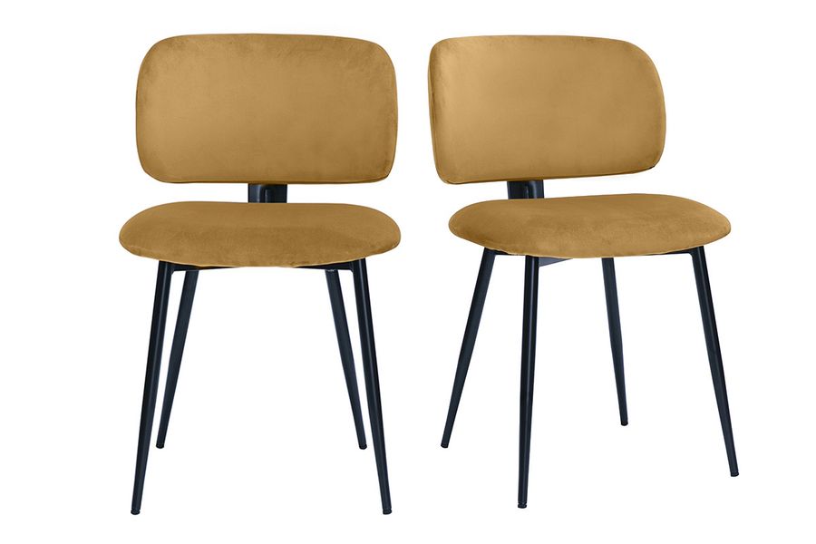 Chaises en tissu velours bronze et métal noir (lot de 2) ATRIUM