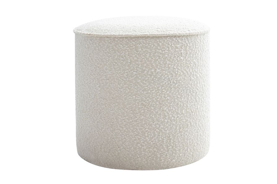 Pouf rotondo in tessuto effetto lana bouclée bianco D40 cm PAUL