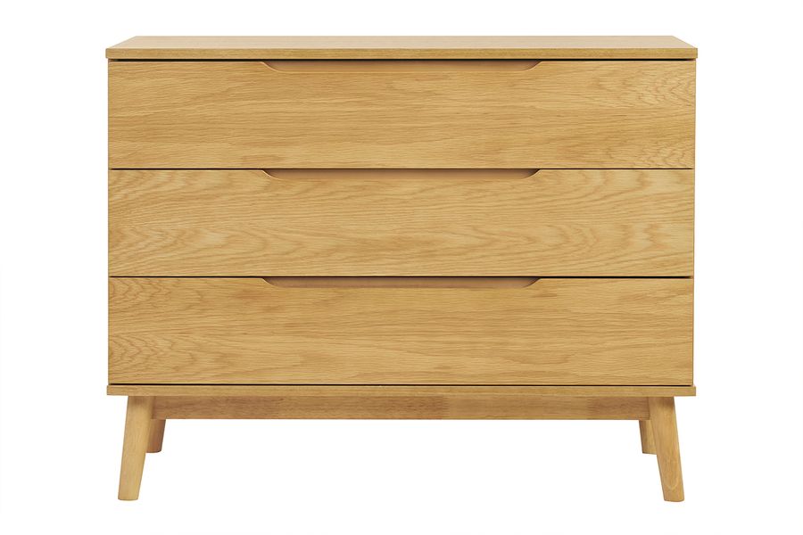 Commode scandinave bois clair chêne 3 tiroirs L90 cm FELIX