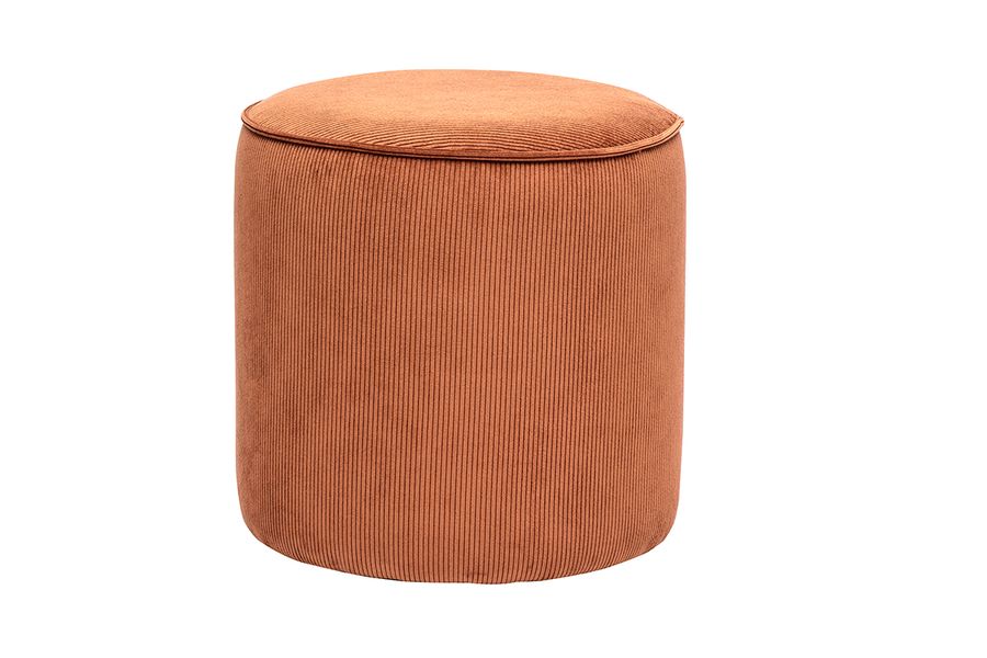 Pouf rond en velours côtelé terre brûlée D40 cm PAUL