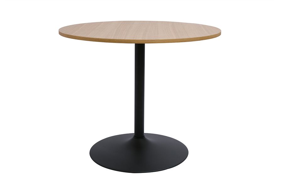 Designer Esstisch aus runder Eiche und Schwarzem Holz D90 cm CALISTA