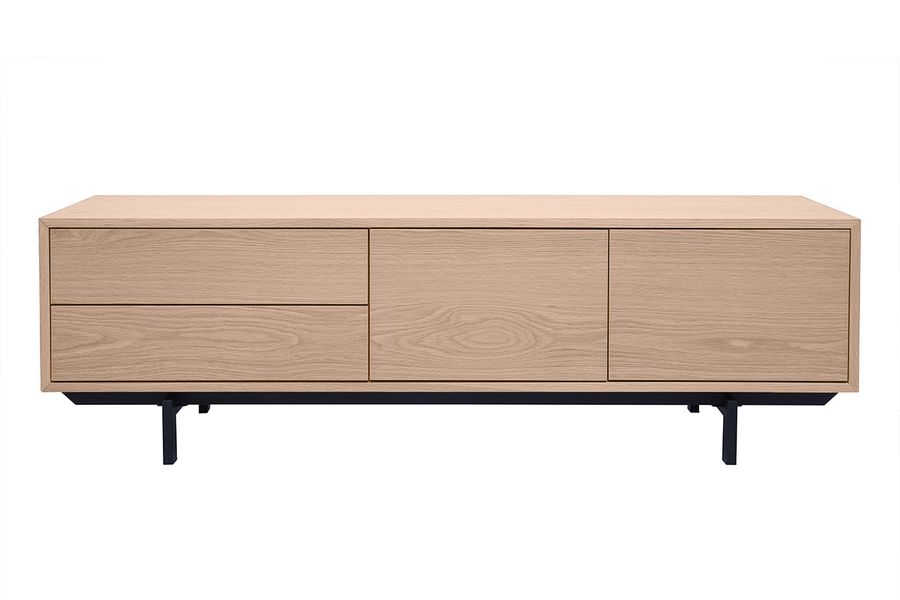 Mobile TV finitura in legno di quercia con vani chiusi L160 cm MANNY