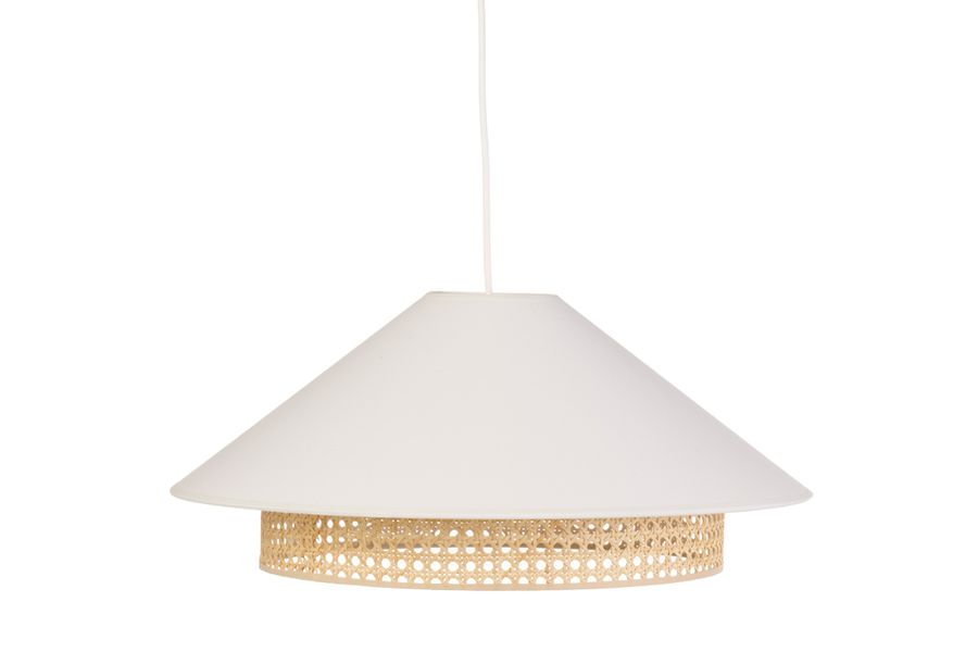 Suspension en coton écru et cannage rotin naturel D50 cm HAIKO
