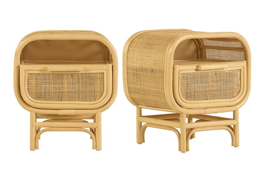 Comodino con cassetto in rattan LUWAK
