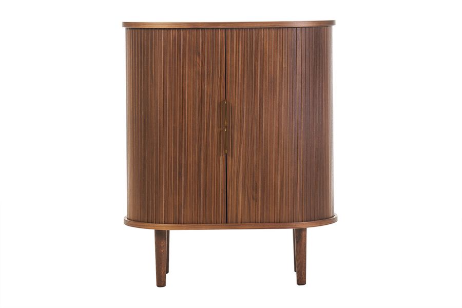 Bufé vintage alto con puertas correderas de madera oscura nogal L70 cm EPIC