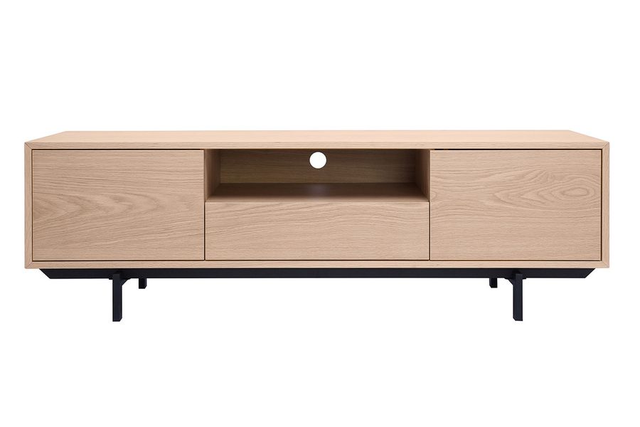 Meuble TV finition bois chêne avec niche ouverte L160 cm MANNY
