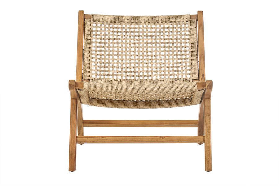 Fauteuil lounge en bois teck massif et corde tressée SUMBA