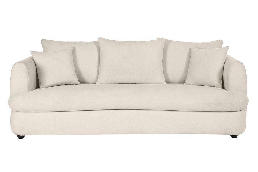 Sofá desenfundable de 3-4 plazas diseño de haba en tela de terciopelo beige claro SACHA
