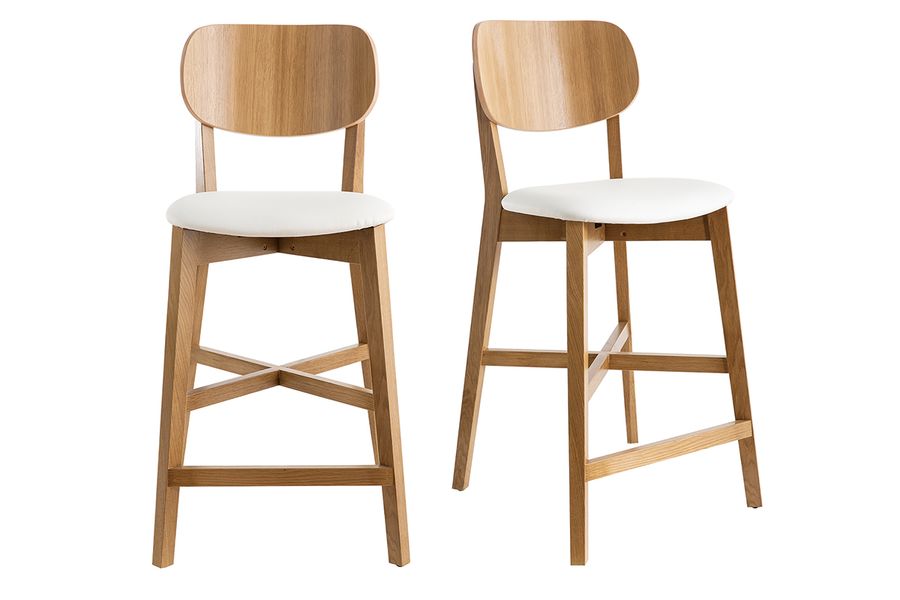 Barhocker helles Holz weiß 65 cm (2er-Set) LUCIA